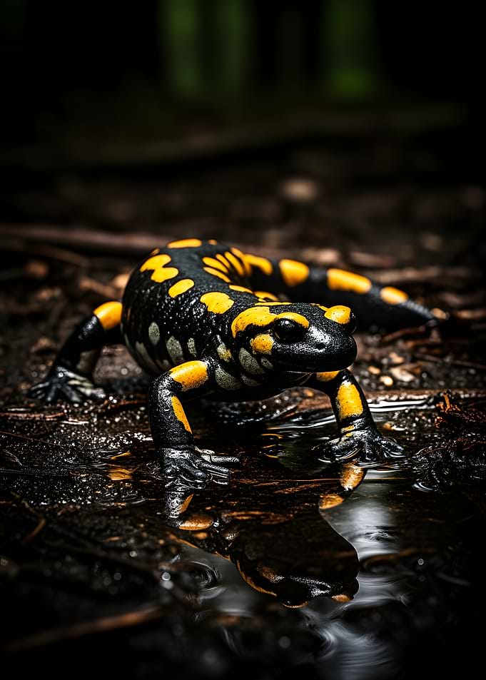 Fire Salamander in Water