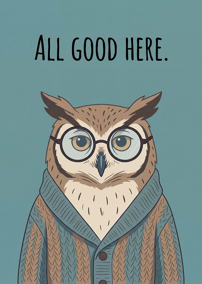 Owl Wearing Glasses and Sweater