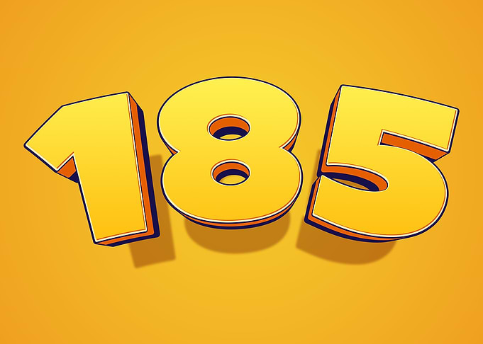 Yellow 3D Numbers 185