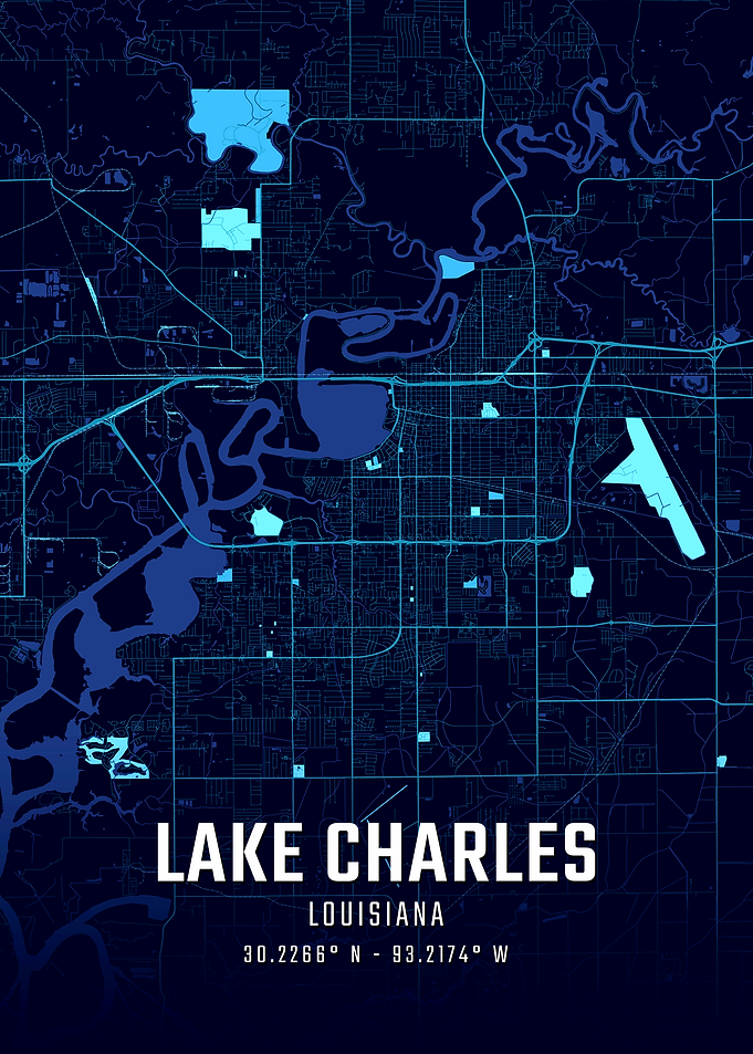Lake Charles Louisiana Map Art