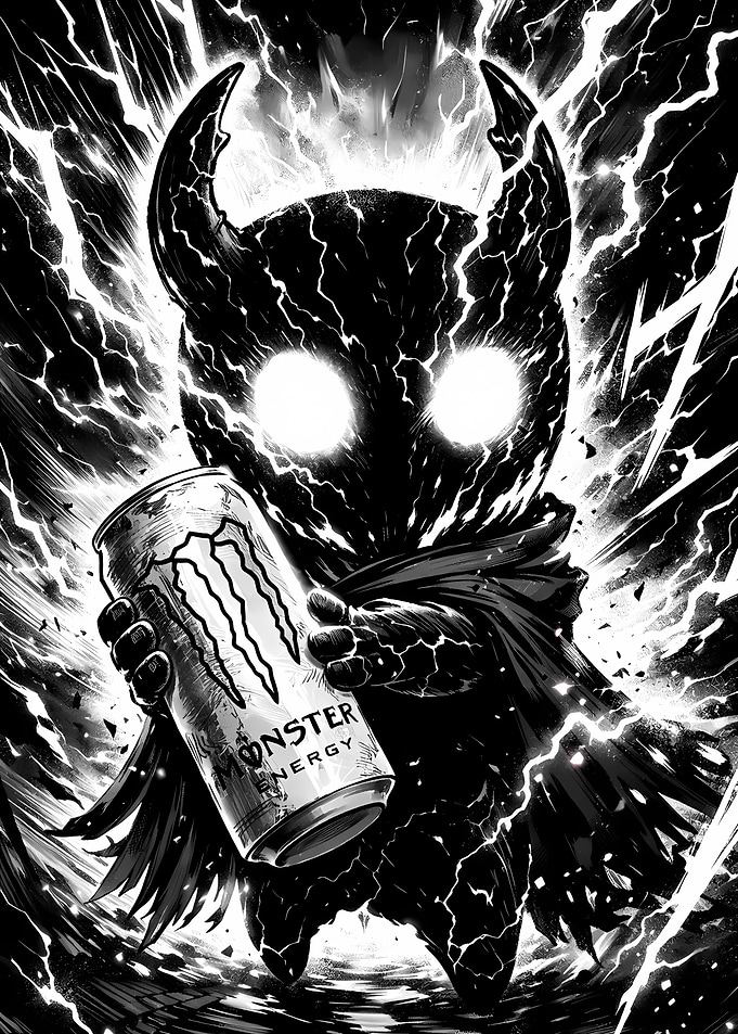 Dark Knight Holding Monster Energy