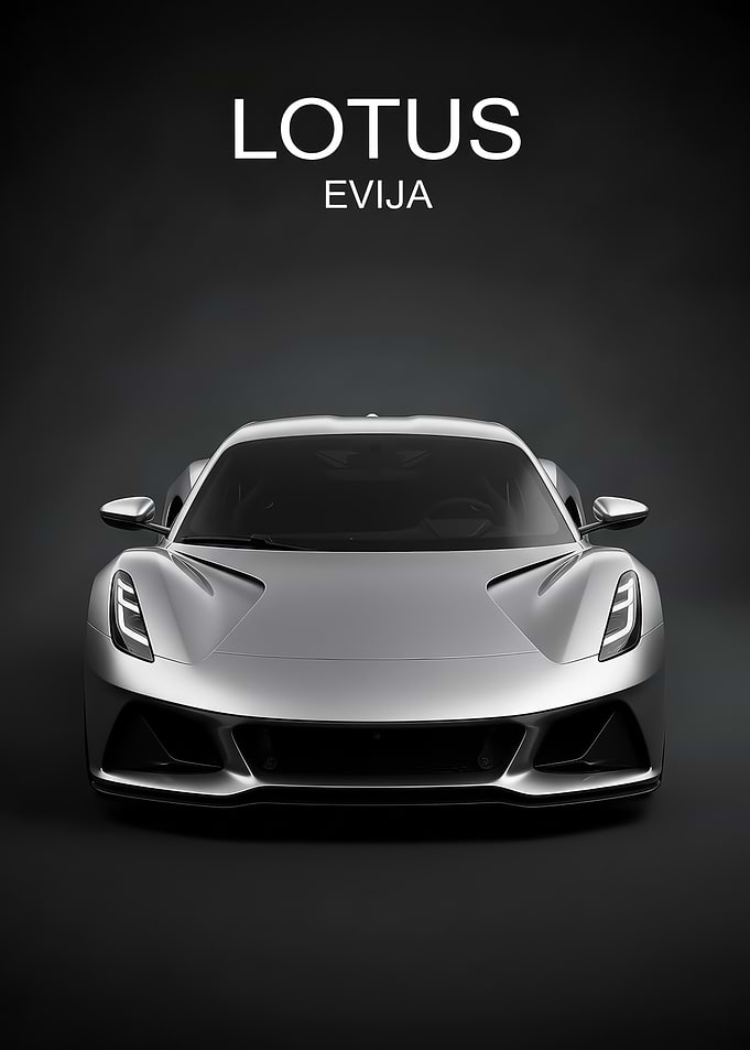 silver Lotus Evija Silver Sports Car poster