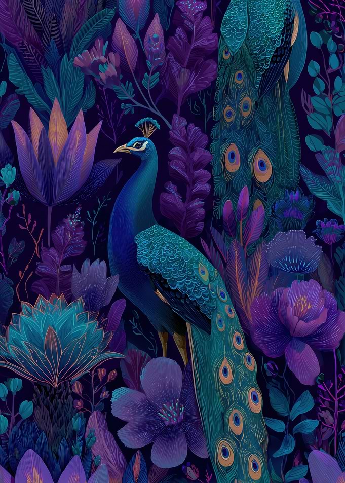 Peacock and Floral Pattern
