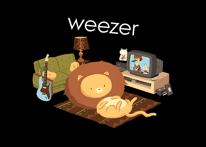 Weezer band logo with cartoon animals