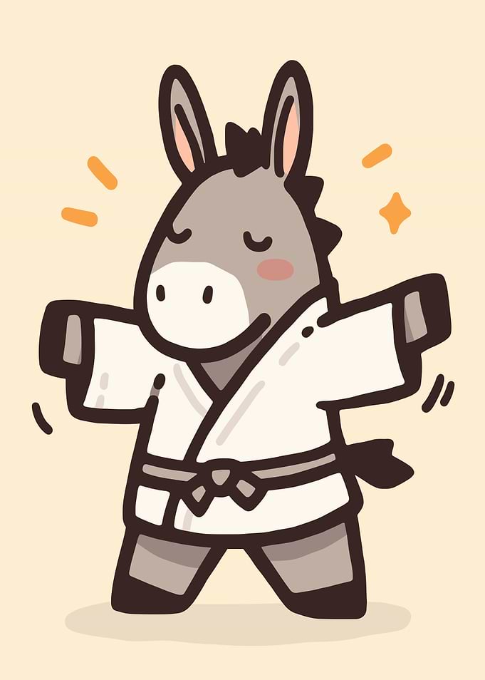 Cute Donkey in Karate Gi
