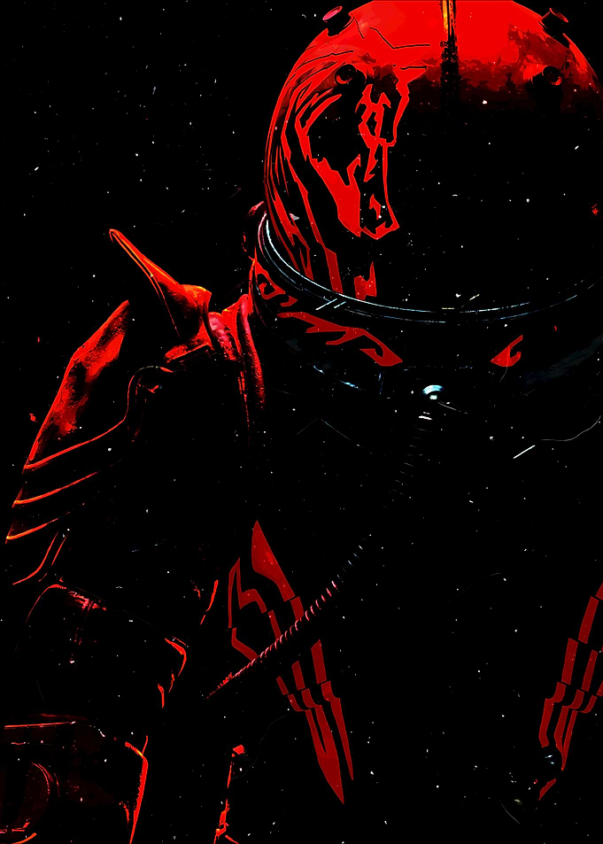 Red and Black Astronaut in Space