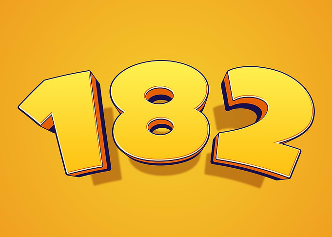 Yellow 3D Numbers 182
