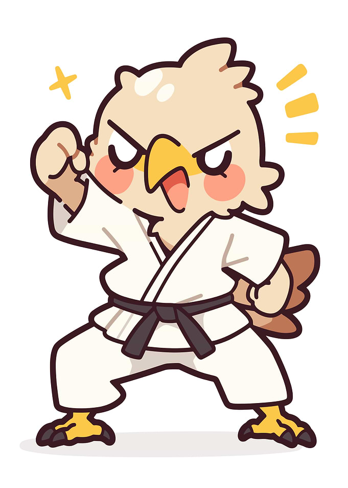 Cute Karate Bird Character