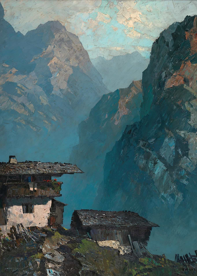 Alpine Village in Misty Mountains