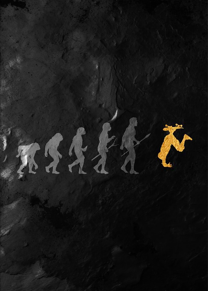 Evolution of Man to Alien