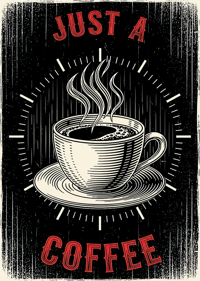 Just a Coffee Vintage Poster