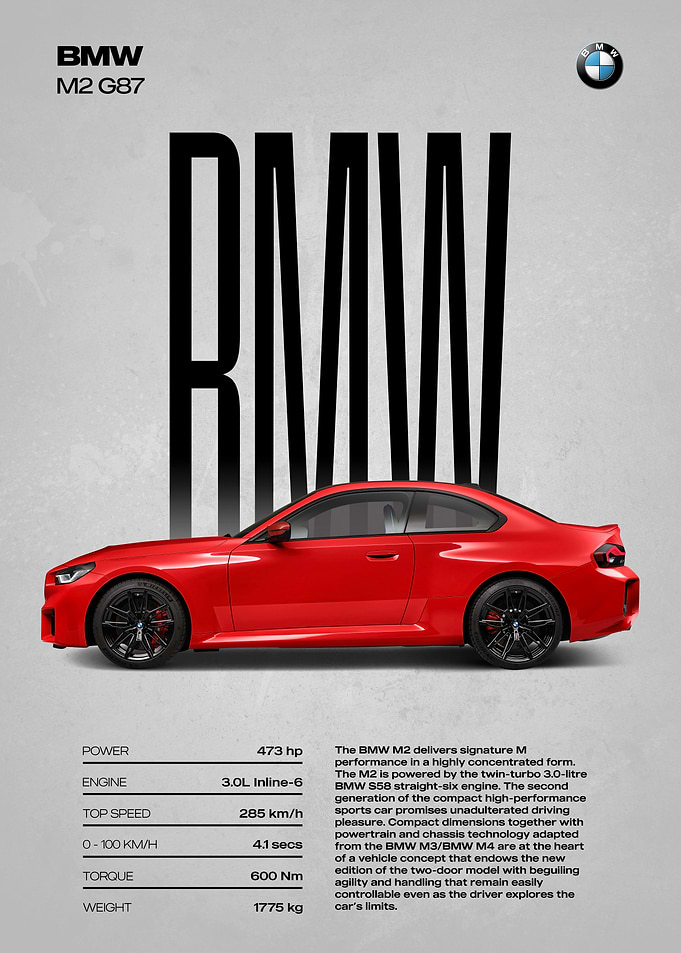 BMW M2 G87 Car Poster