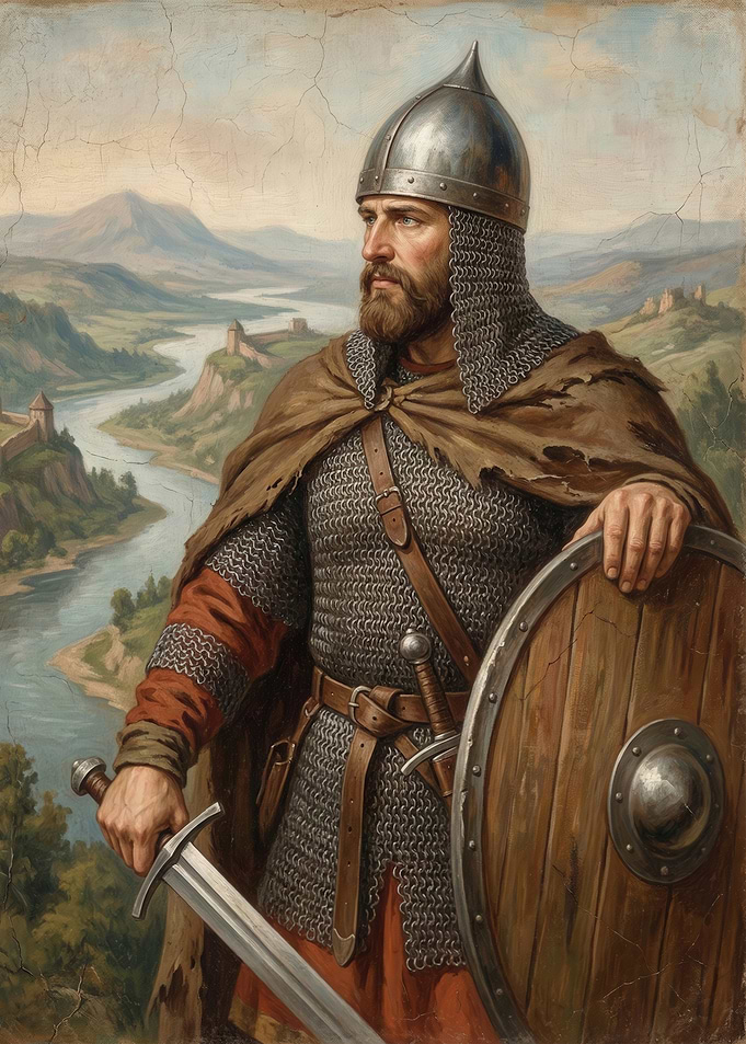 Medieval Warrior with Shield and Sword
