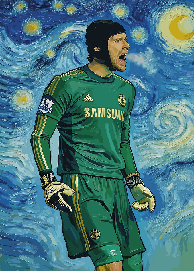 Petr Cech in Starry Night Style