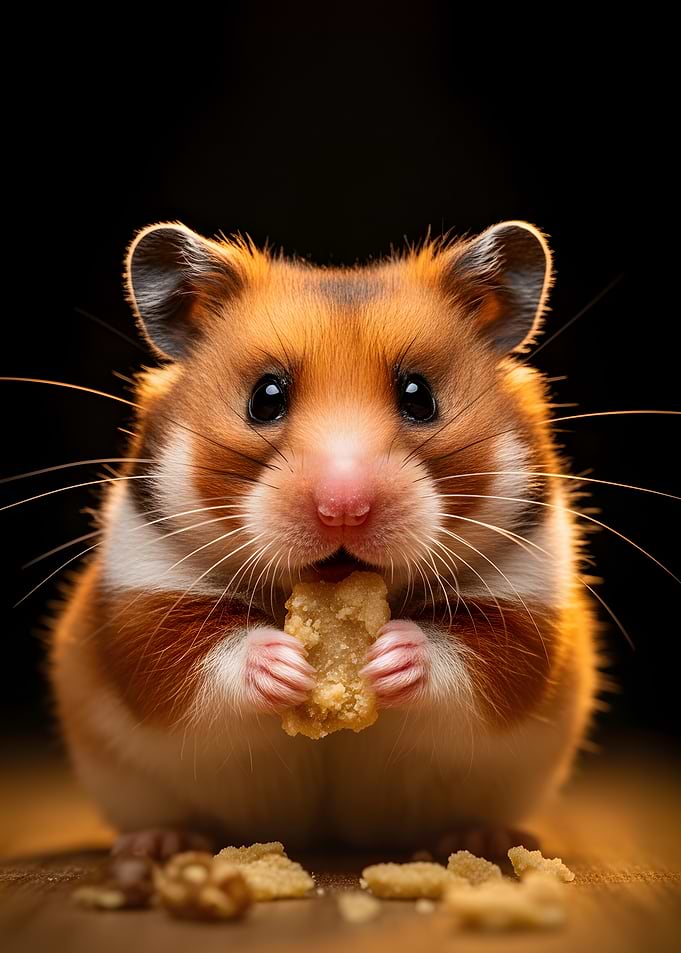 Cute hamster eating a treat