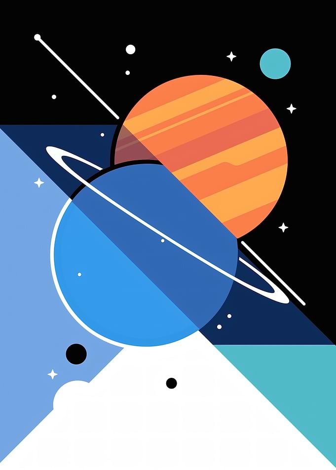 Abstract Space Planets and Geometric Shapes