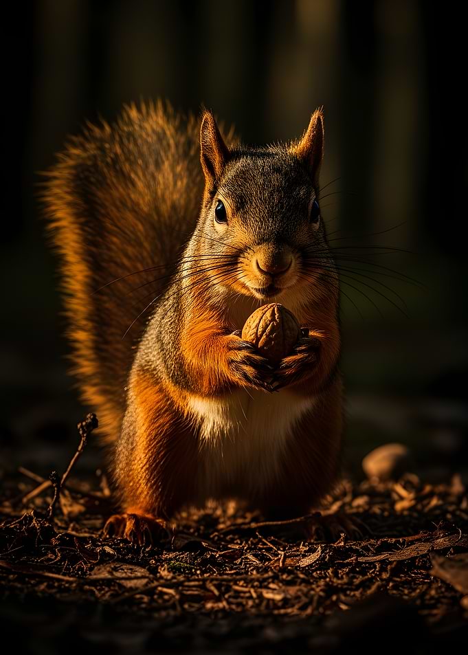 Red Squirrel Holding a Nut