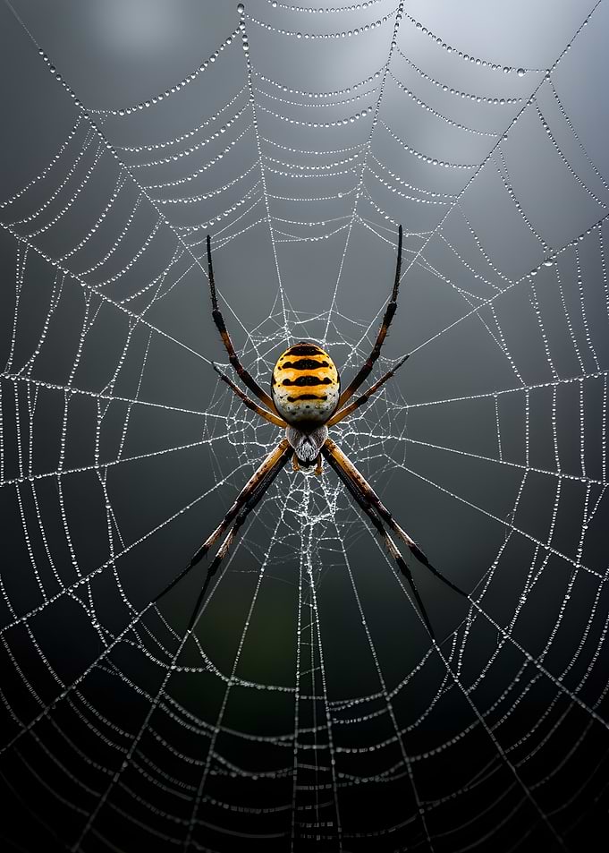 Spider on a Dewy Web