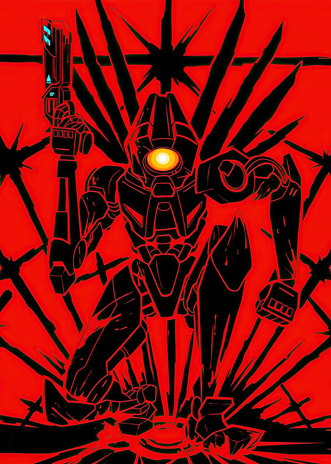 Robot Warrior with Glowing Eye