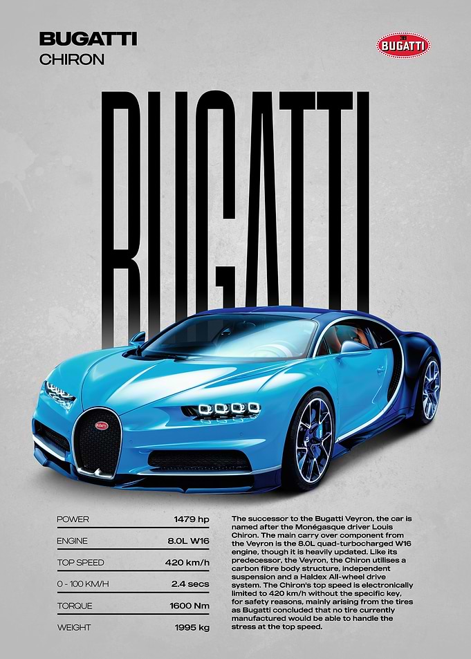 Bugatti Chiron Poster