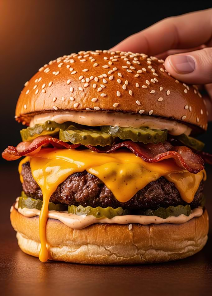 Gourmet Bacon Cheeseburger Close-Up