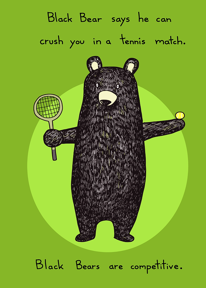 Black Bear Playing Tennis