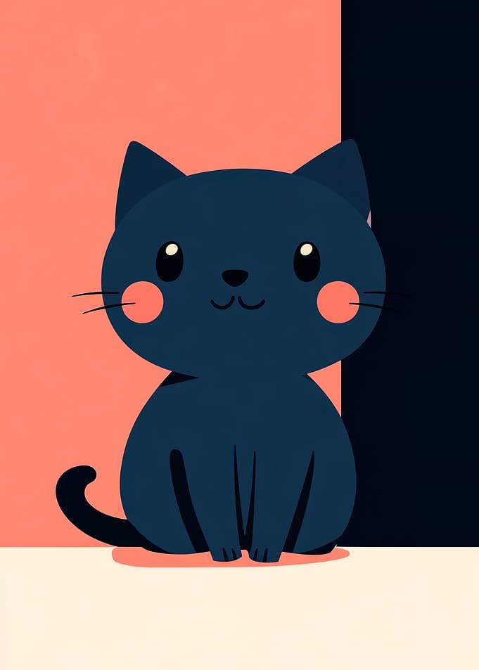 Cute Black Cat Illustration