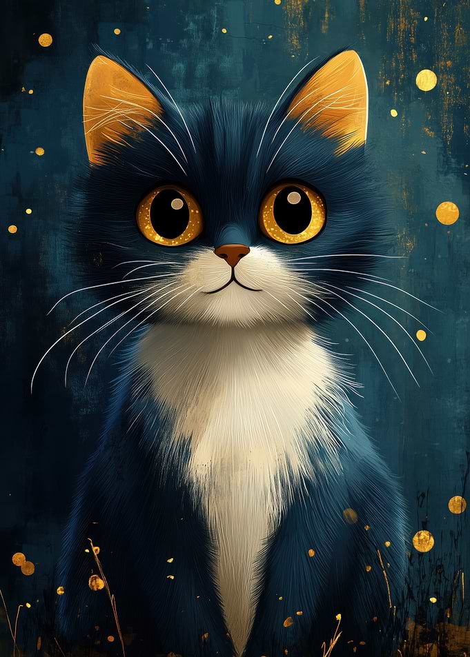 Cute Cat with Big Golden Eyes