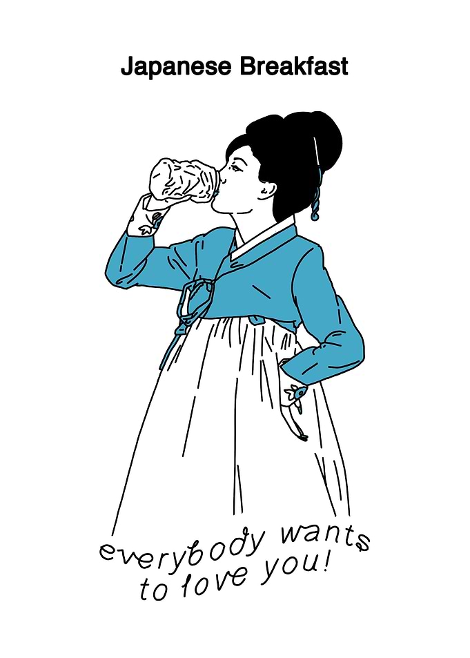 Woman in Hanbok drinking from bottle