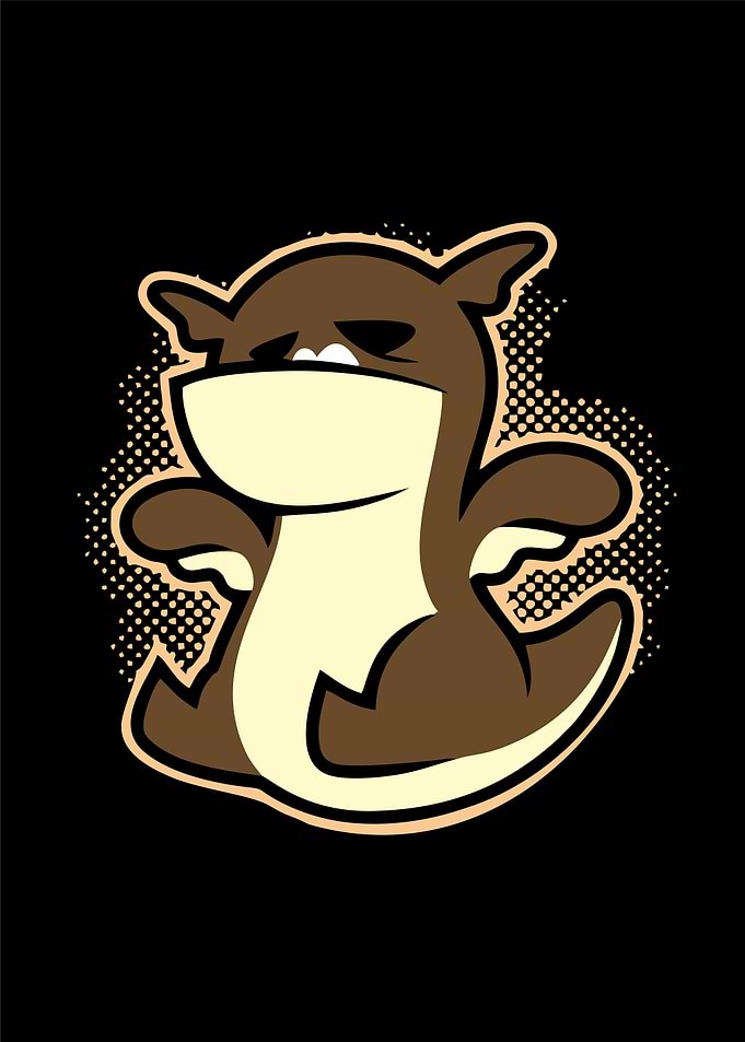 Cute Brown Creature with Halftone Background