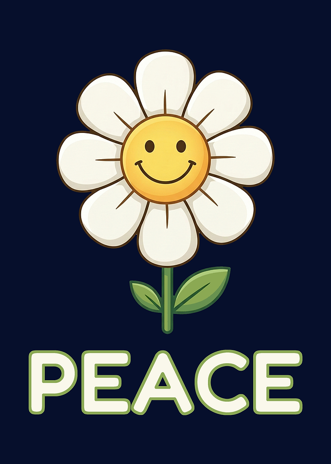 Anti War Peace Daisy Flower Retro Smiley