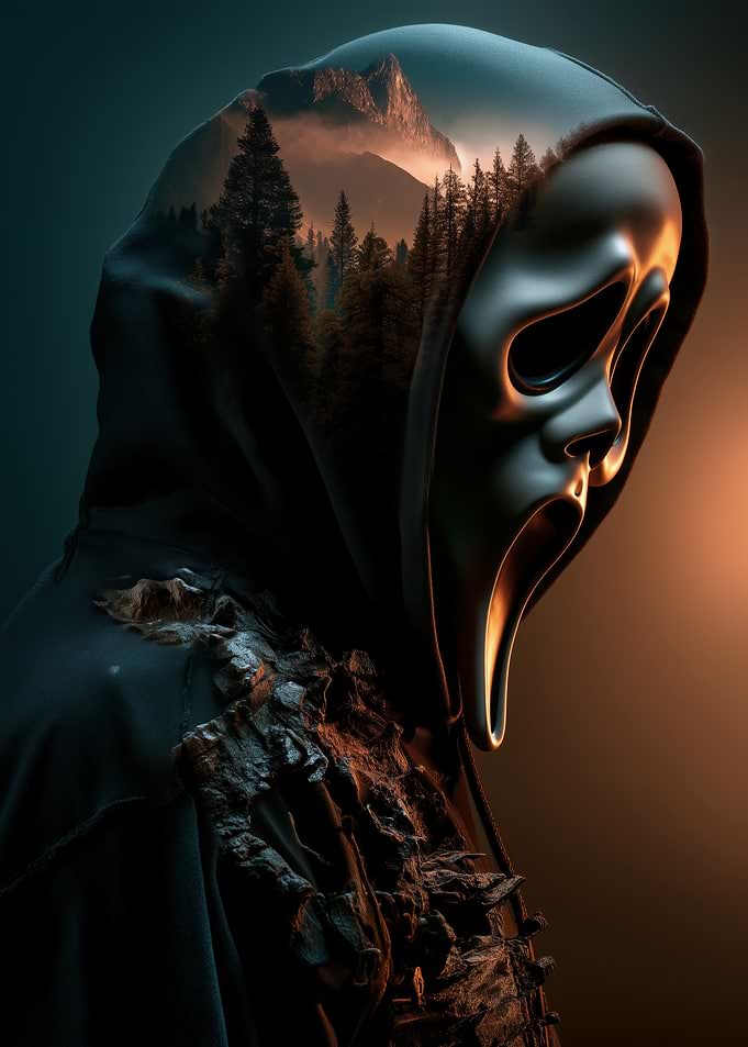 Ghostface with Forest Landscape