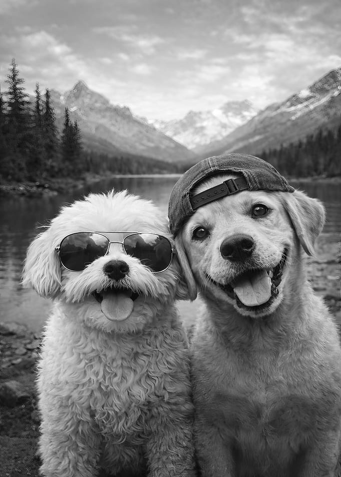 Two Dogs Smiling