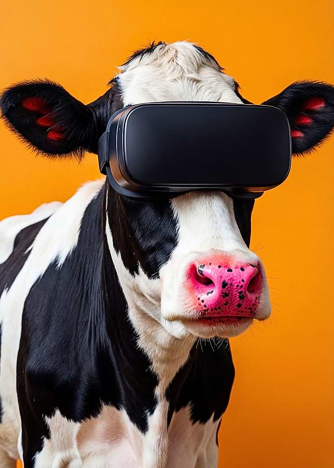 Cow Wearing VR Headset