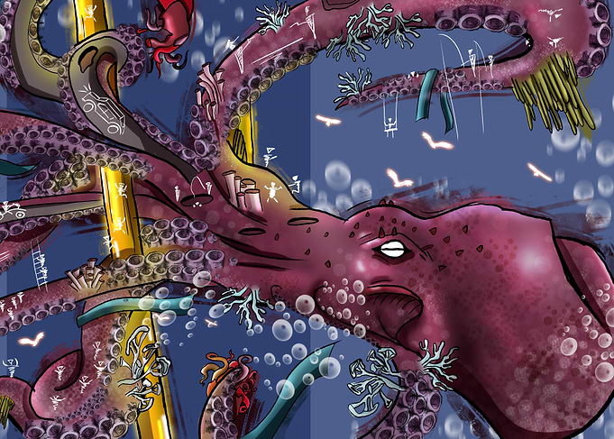 Octopus with Ancient Symbols