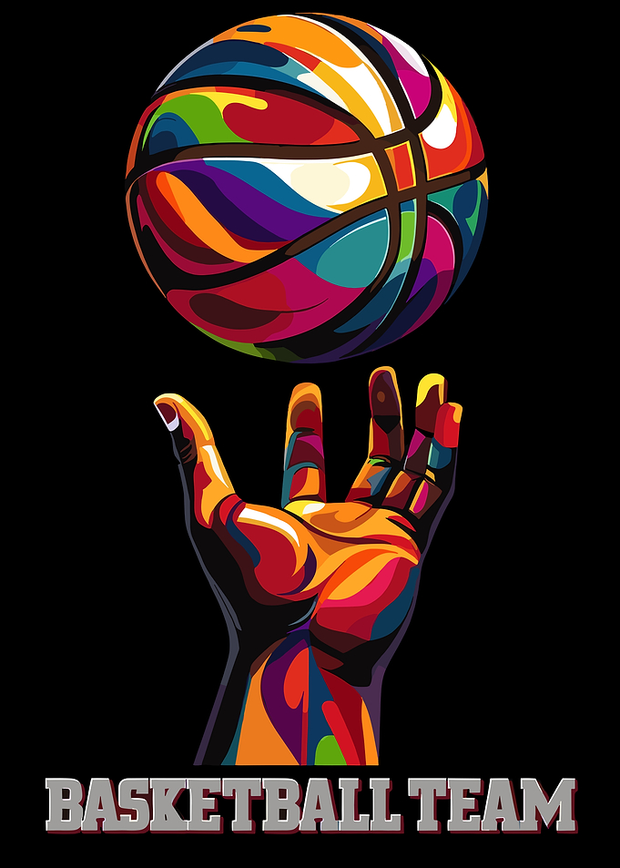Colorful Basketball and Hand