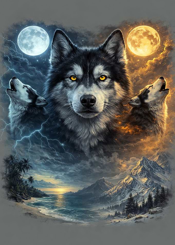 Siberian Husky Howling at the Moon