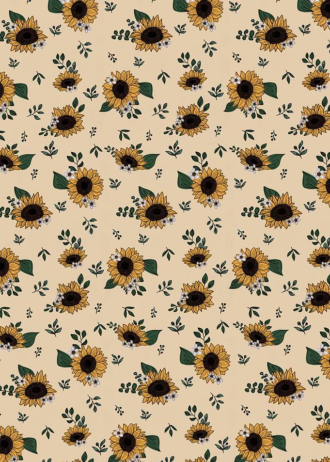 Sunflower Pattern with Leaves