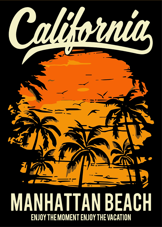 California Manhattan Beach Sunset Palm Trees