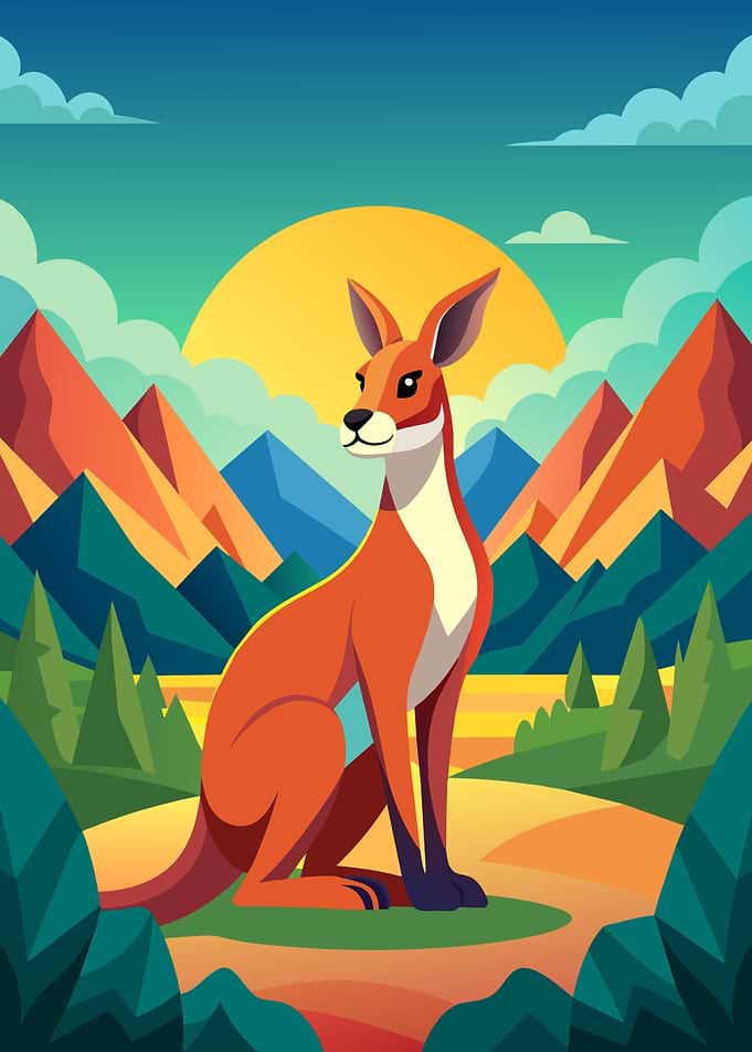 Kangaroo in a Mountain Landscape