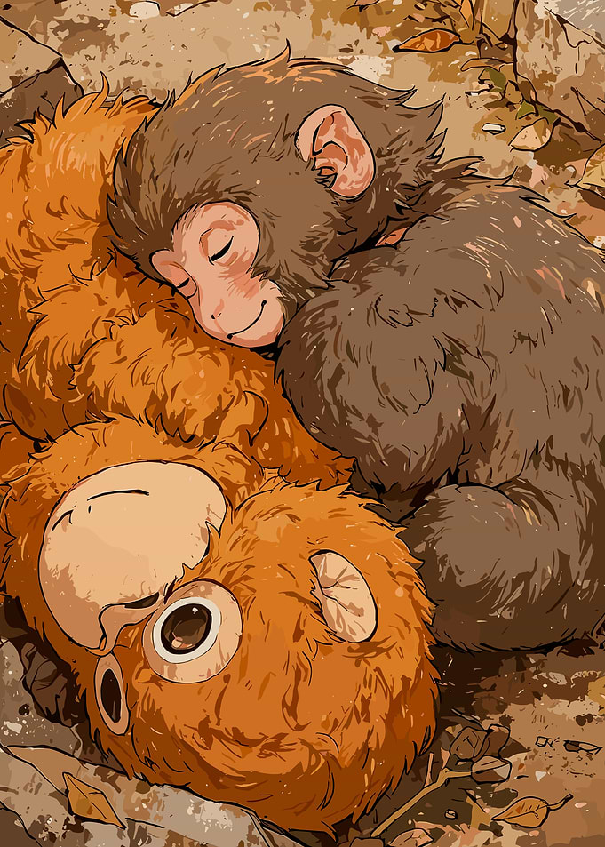 Punch Monkeys Sleeping Together