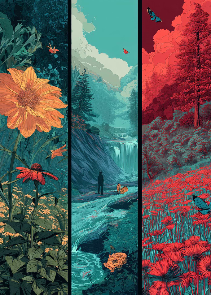Triptych of Nature Scenes