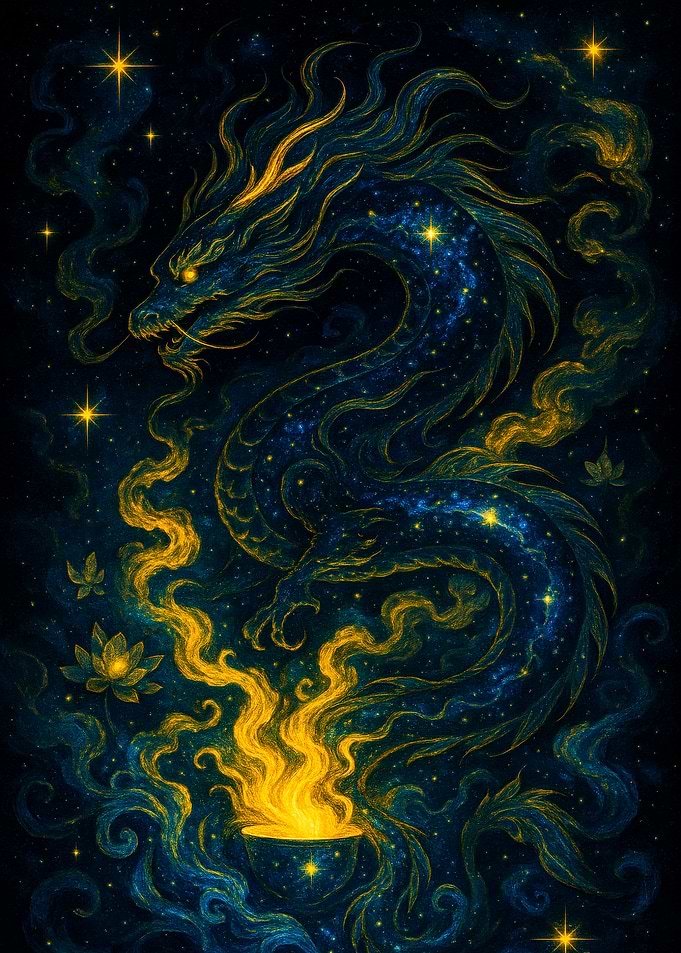 Cosmic Dragon with Fiery Offering