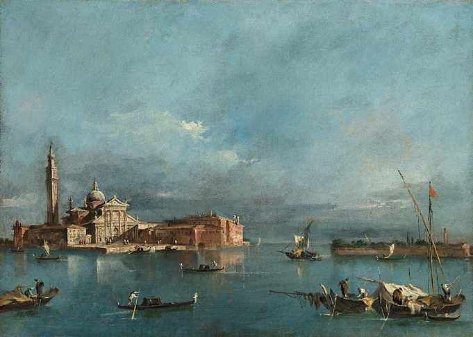 Venetian Canal with Church and Boats