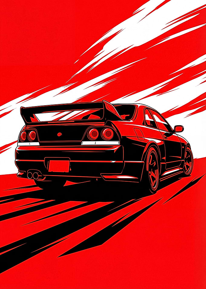 Red and Black Sports Car Illustration