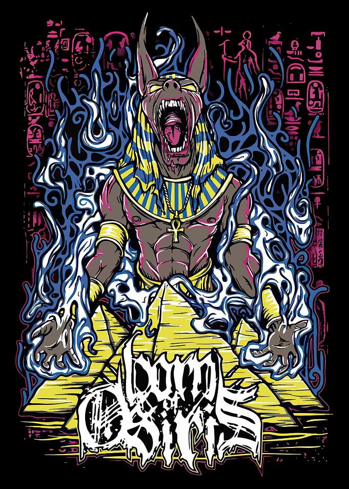 Anubis Emerging from Pyramids