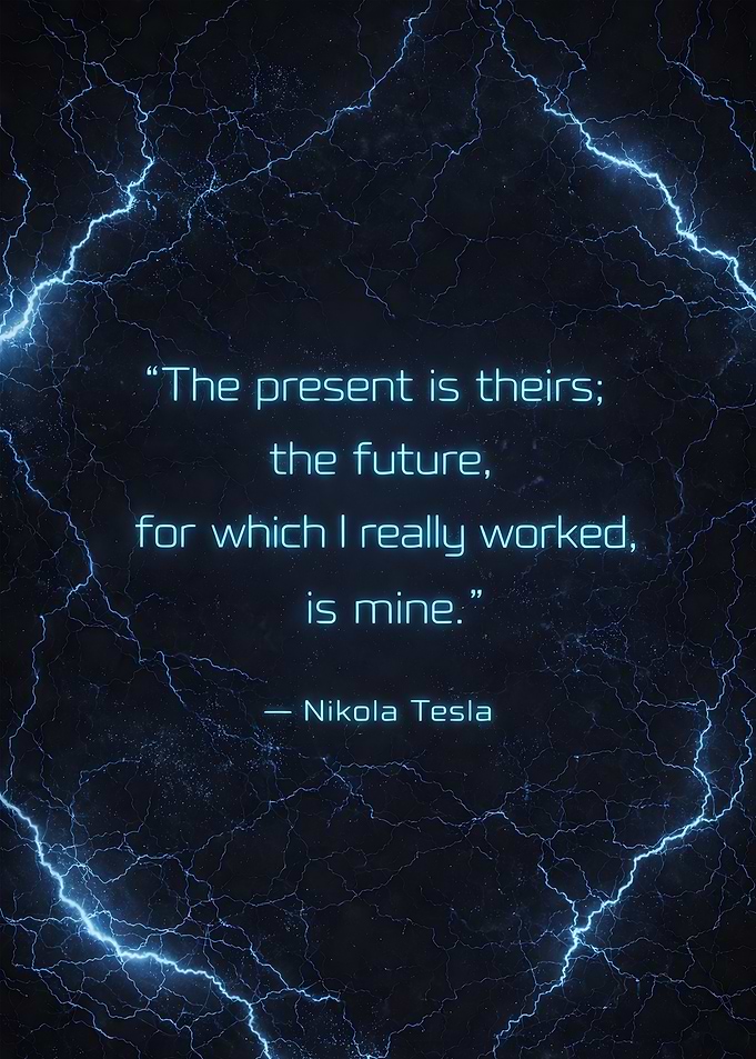 Nikola Tesla Quote on Lightning Background