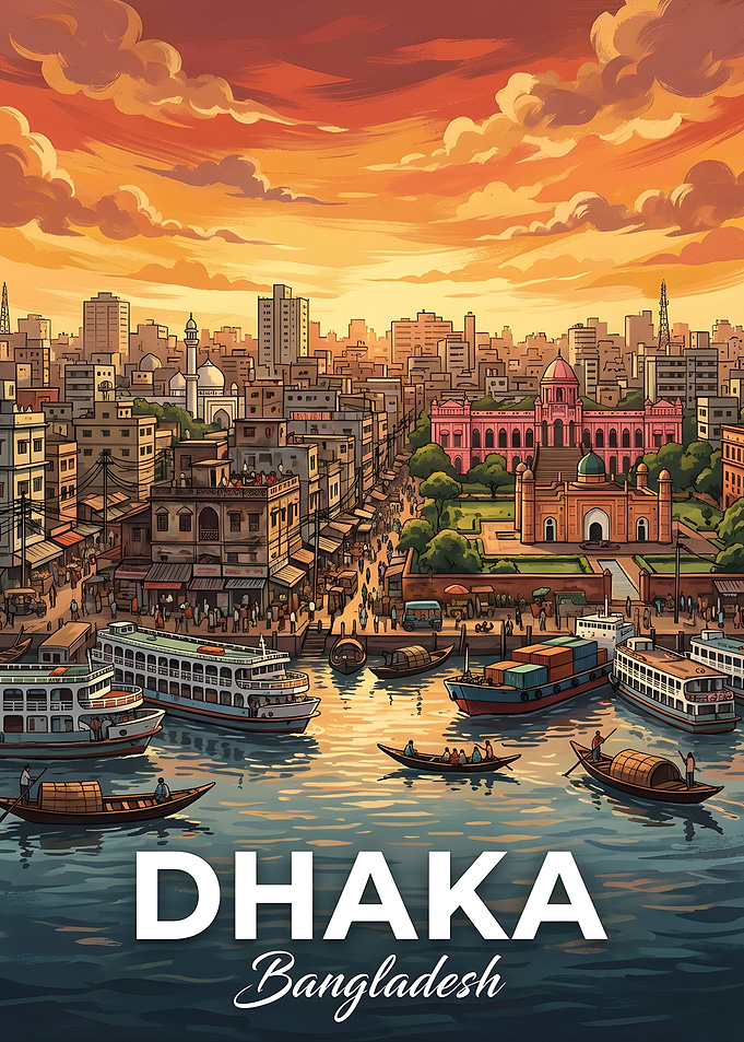 Dhaka Bangladesh Cityscape with River