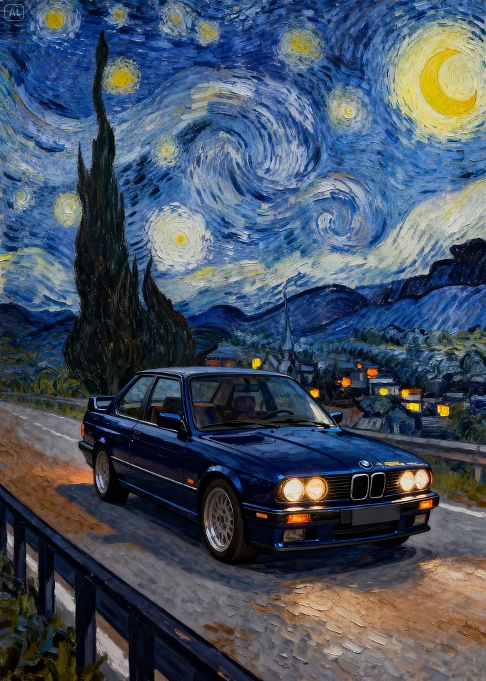 BMW E30 in Starry Night Style