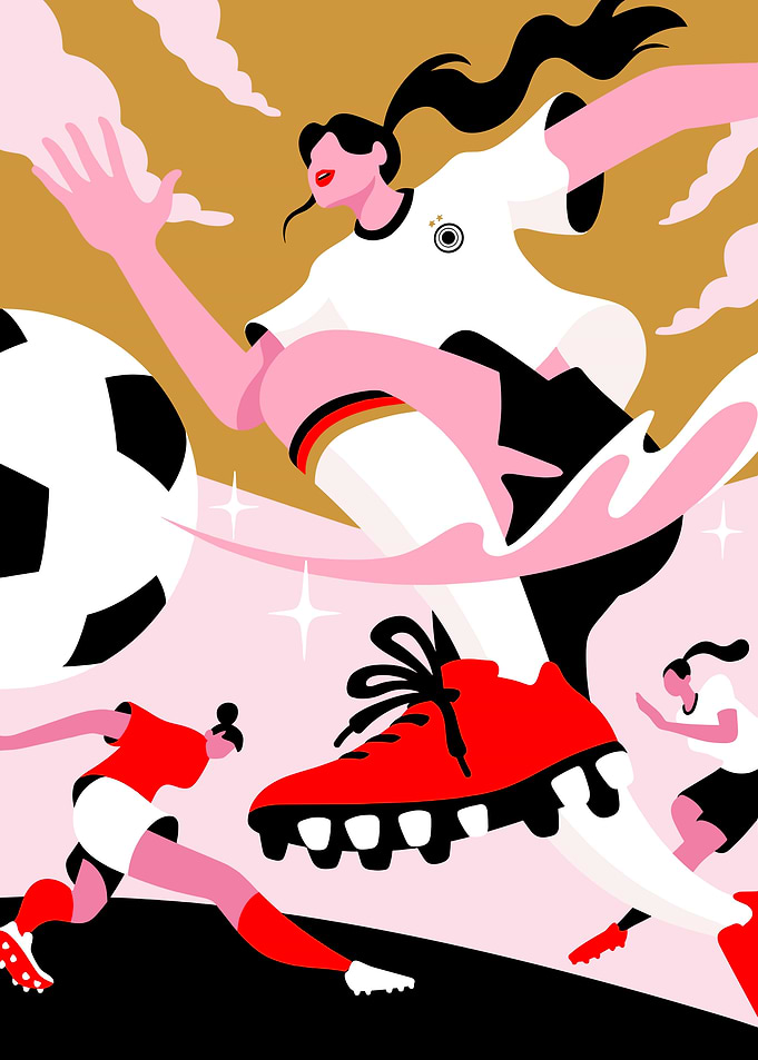 Women's Soccer Match Illustration